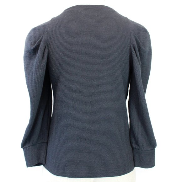 Madewell Black Crew Neck Puff Sleeve Top Blouse Medium - Picture 6 of 8